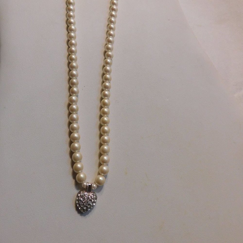 Vintage G. Silver Pearl Necklace